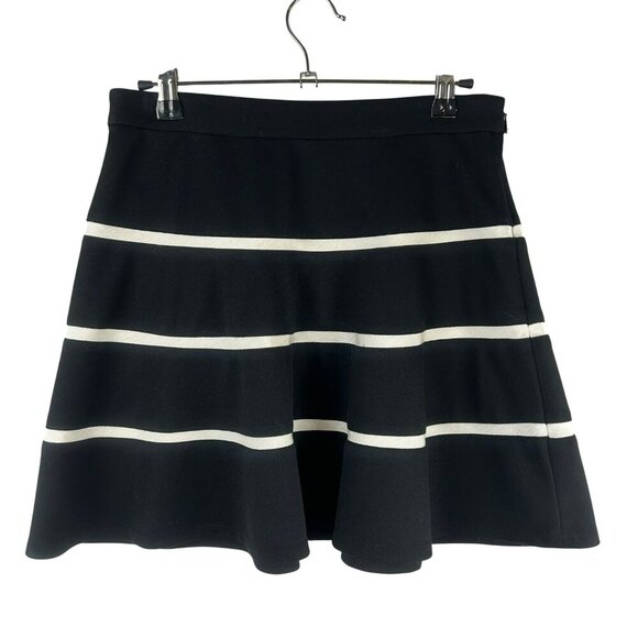 Club Monaco Skater Mini‎ Skirt Women 2 Black White Stripe Minimalist Event Work - Picture 1 of 4